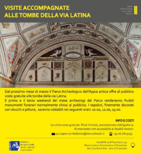 Locandina "Visite accompagnate alle tombe della Via Latina"